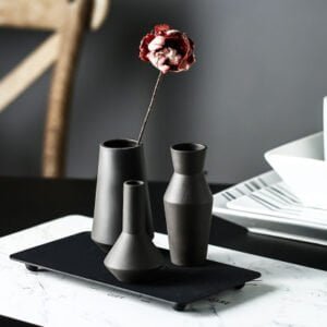 Abstract Design Black Ceramic Flowerpot