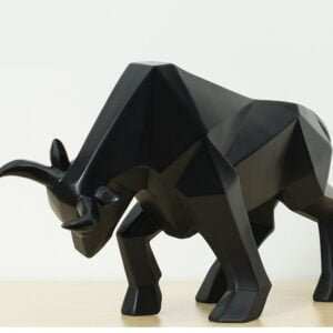 Exquisite Modern Bull Sculpture – Geometric Black Resin Bull Statue | Abstract Bison Decor for Home and Office Daily Use Product Chic Home Decor