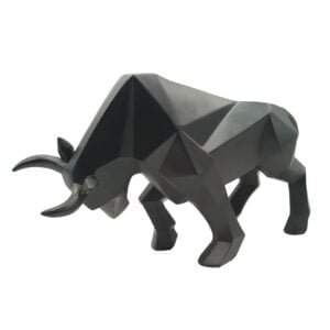 Exquisite Modern Bull Sculpture – Geometric Black Resin Bull Statue | Abstract Bison Decor for Home and Office Daily Use Product Chic Home Decor