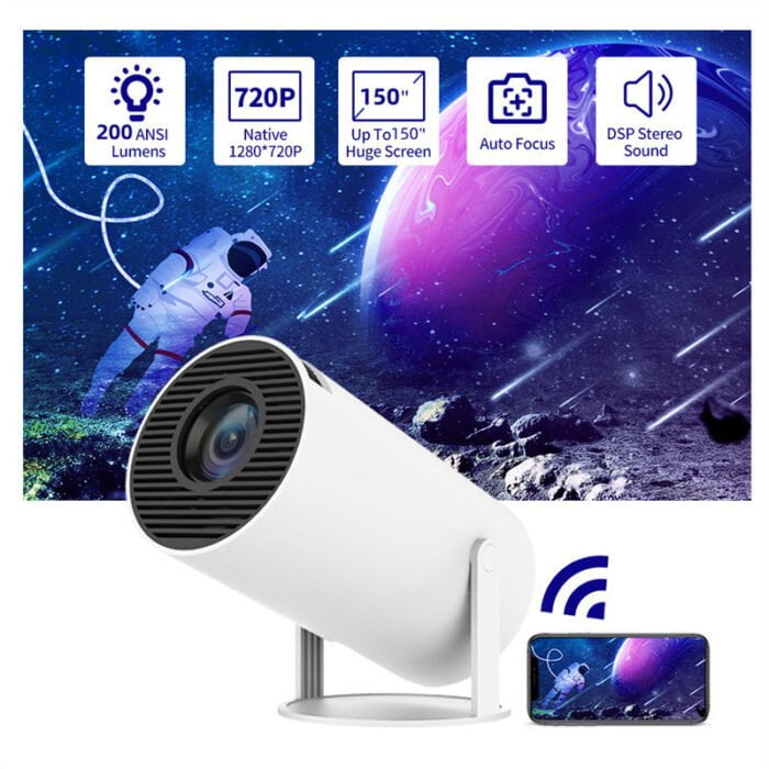 Intelligent Portable Projector - 180° Projection Angle, Auto Focus & 4K Support | Home Theater