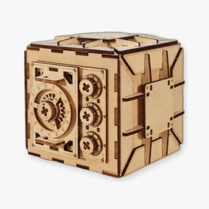 Wooden Puzzle Box with Combination Lock – main view