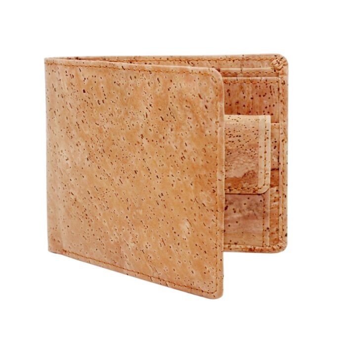 Cork Wallet for Men – natural tone, front view