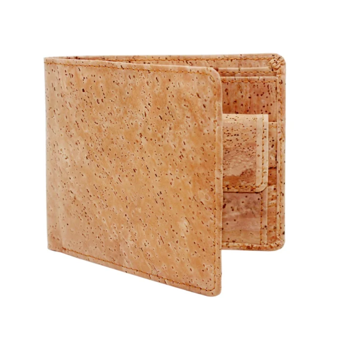 Cork Wallet for Men – natural tone, front view