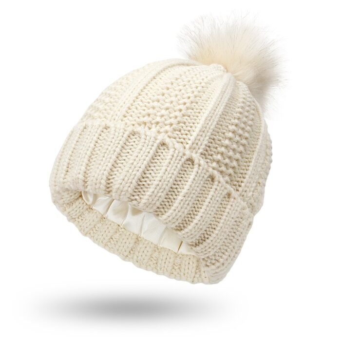 Pom Pom Beanie – beige, main view
